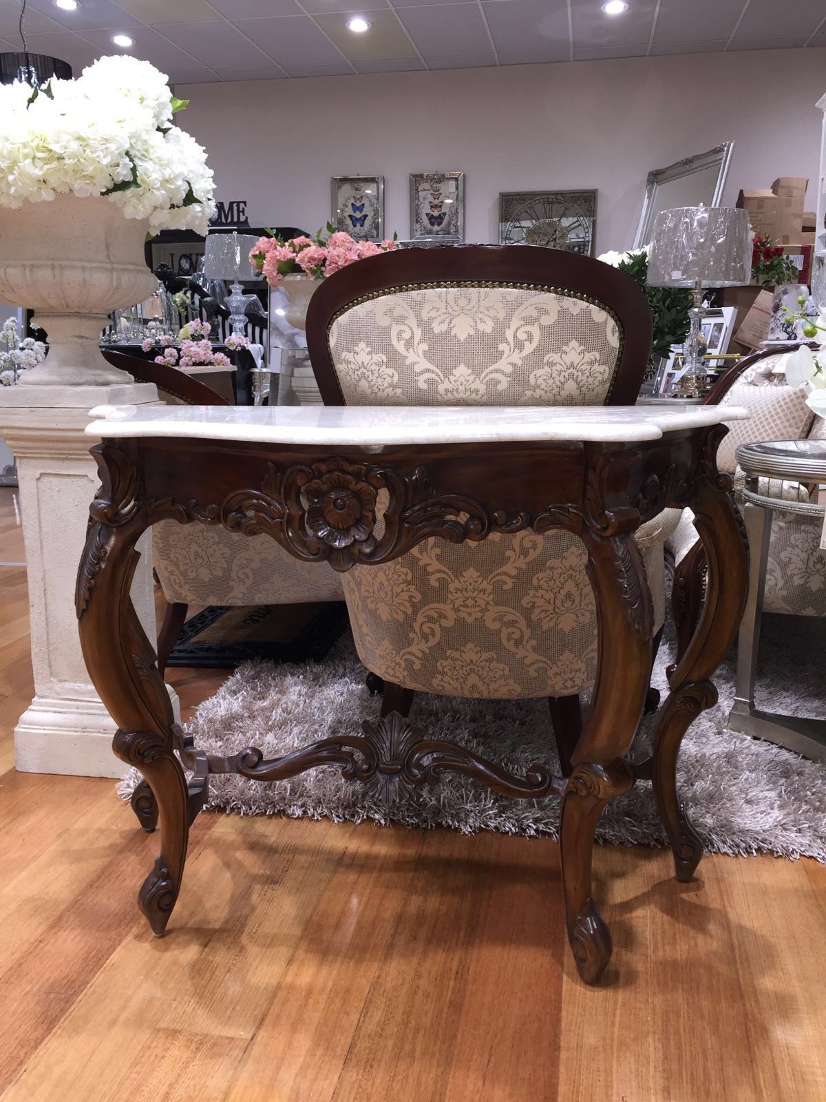 French Hall Table with Marble Top